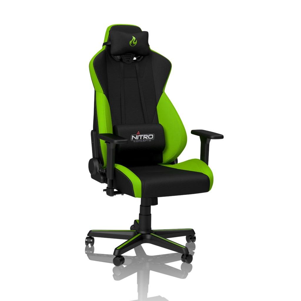 Nitro Concepts S300 gamer stol - sort/grøn, 3D armlæn og ergonomisk ryglæn