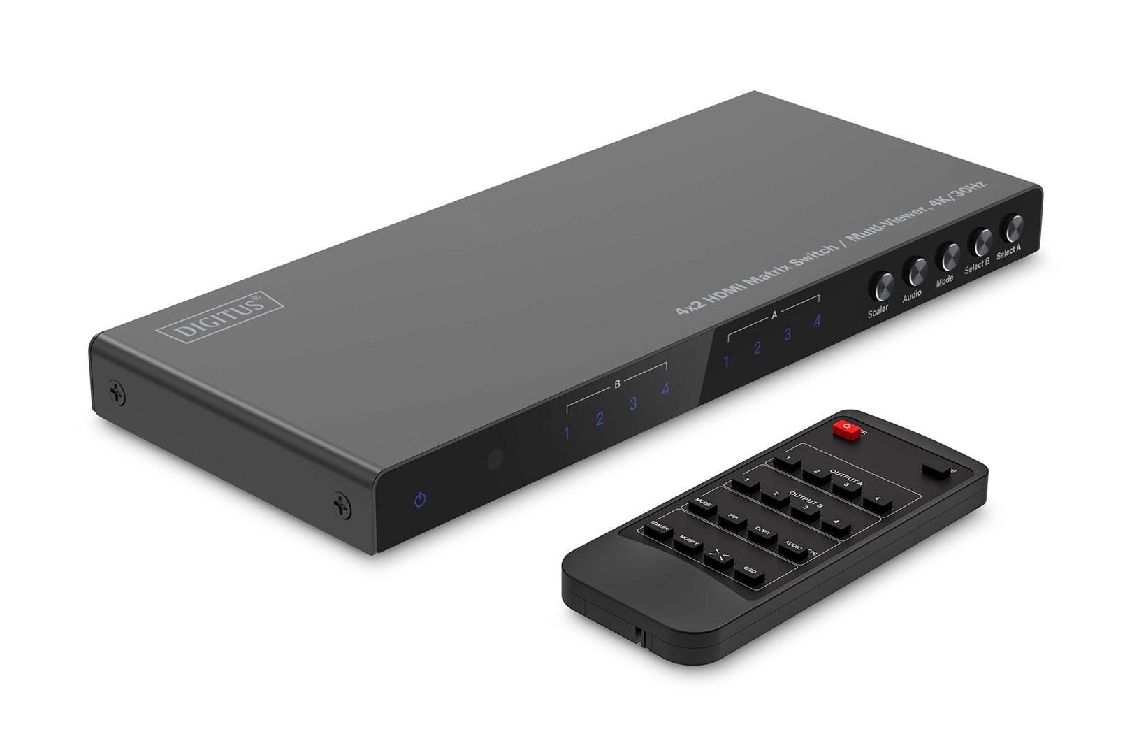 DIGITUS 4x2 HDMI matrix-switch / multiviewer - 4K/30 Hz billede