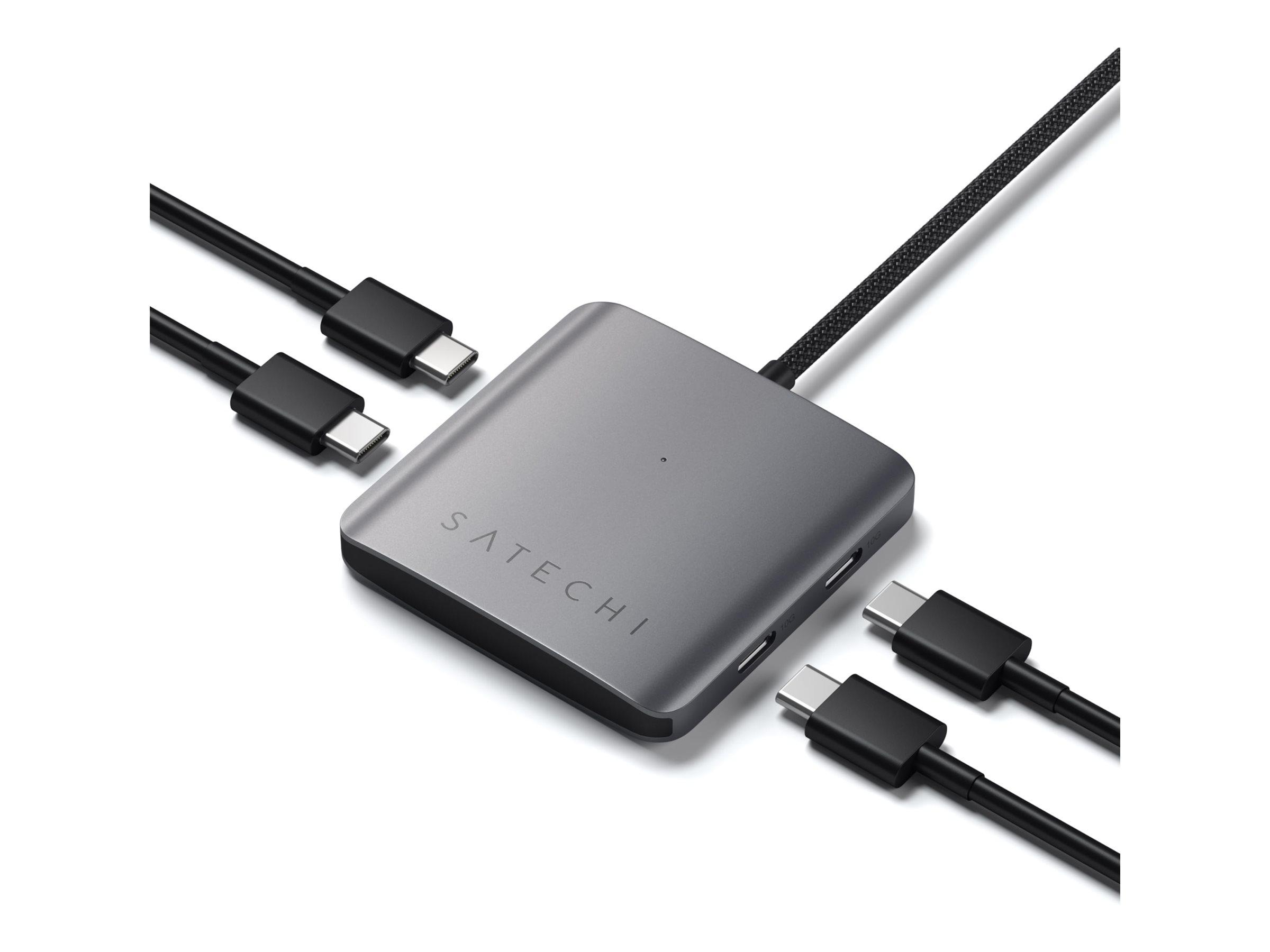 Satechi USB-C hub med Power Delivery - 4x USB‑C 3.2 Gen 2, space grey billede