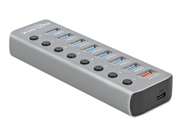 DeLOCK USB-hub 7 porte USB 3.2 Gen 1 - grå metal, desktop billede