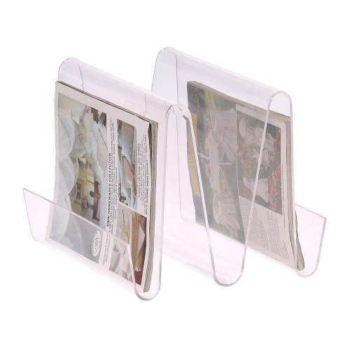 Tidsskriftholder i gennemsigtig akryl, 30 × 31 × 25 cm (2 stk.)