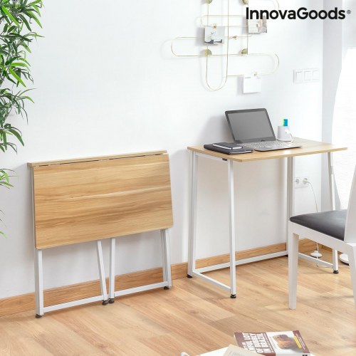 Dolenkaf foldbart skrivebord - hvid/brun, 80 × 75 × 45 cm (OUTLET C)