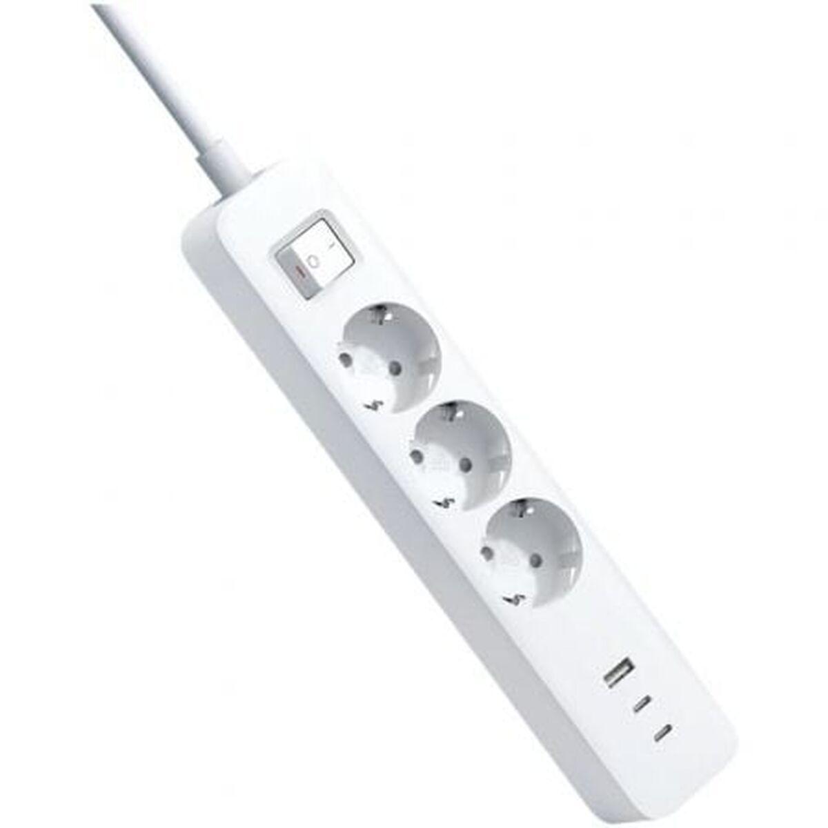 Xiaomi XMCXB01EU stikdåse med USB - 3x Schuko, 2x USB‑C, 1x USB‑A, 18 W, 1,4 m - Hvid billede