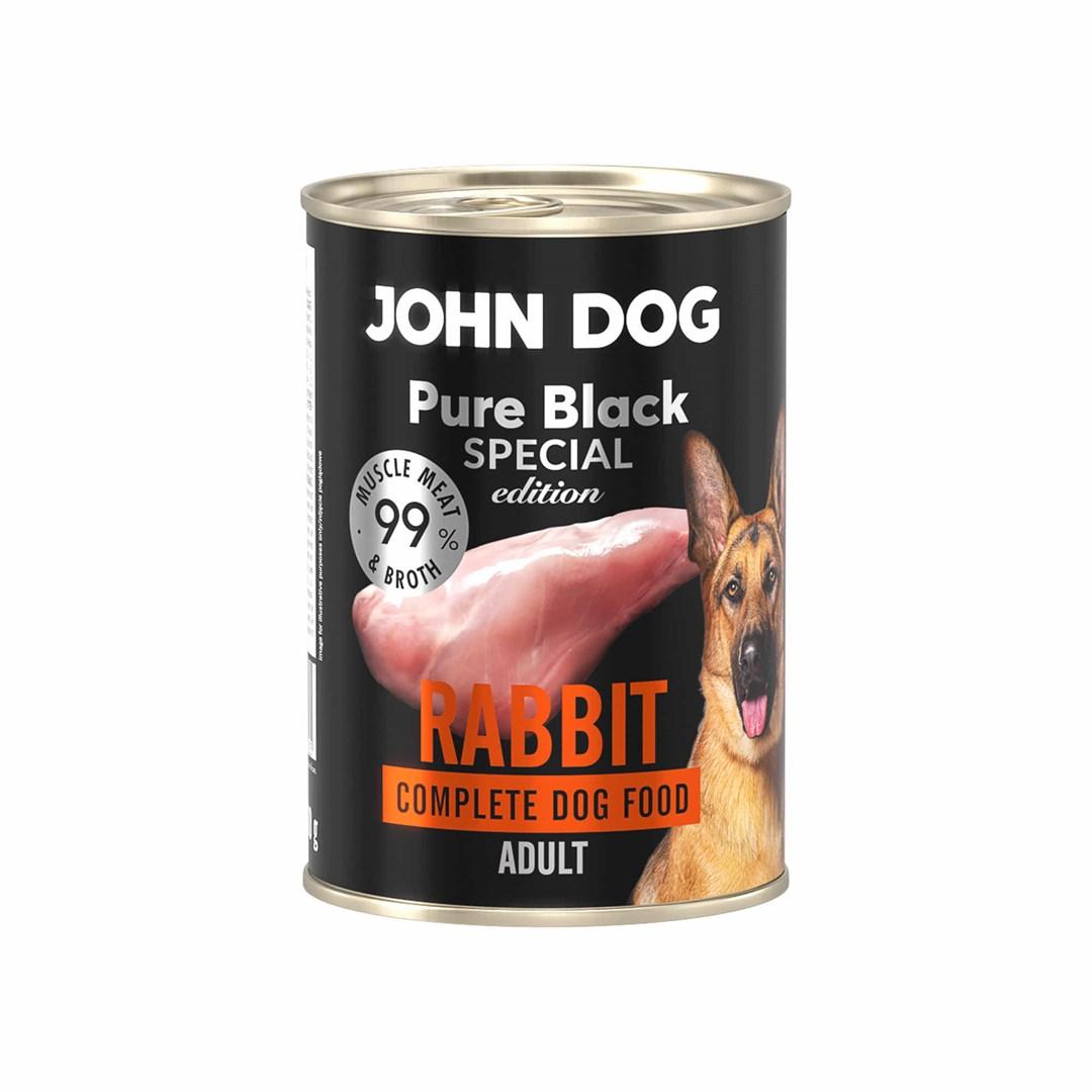 JOHN DOG Pure Black Special Edition – kanin vådfoder til hunde, 400 g