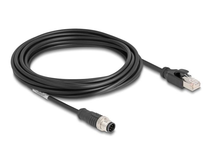 DELOCK M12 til RJ45 kabel, A-kodet 8-polet han – Cat5e, S/FTP, PVC, 5 m billede
