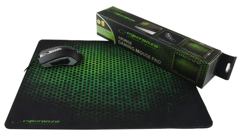 Esperanza EA146G gaming-musemåtte - sort/grøn, str. L (440 × 354 × 4 mm) billede