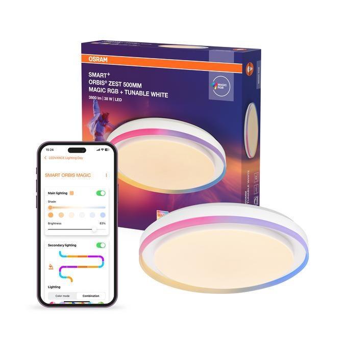 OSRAM SMART+ Orbis Zest 50 cm - loftplafond med RGB + justerbar hvid, 38 W, 3.800 lm