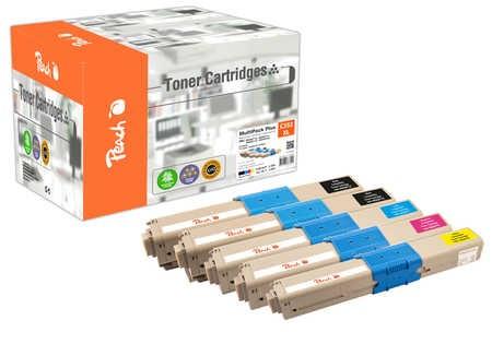 Peach 112228 tonerpatron multipack – kompatibel til OKI, sort/cyan/magenta/gul (5 stk., høj kapacitet) billede