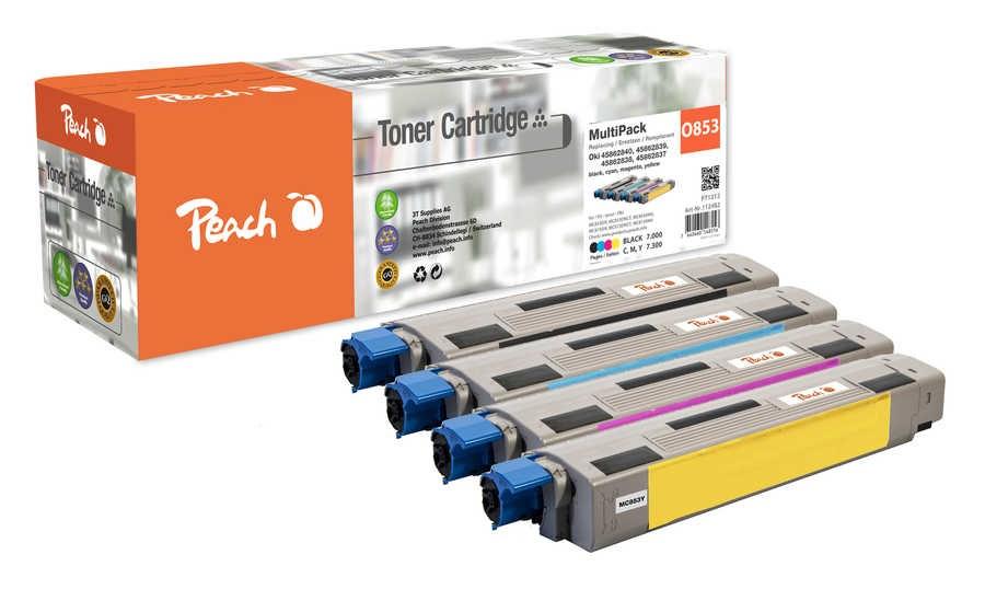 Peach tonerpatron multipakke 4 stk - kompatibel til OKI, sort/cyan/magenta/gul billede