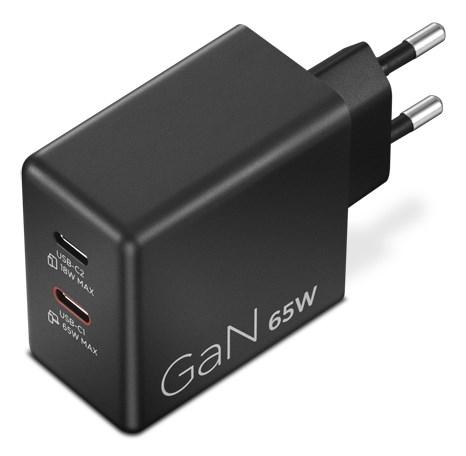 Lenovo 65 W GaN USB‑C oplader 2-ports - sort (40AW065BEU) billede