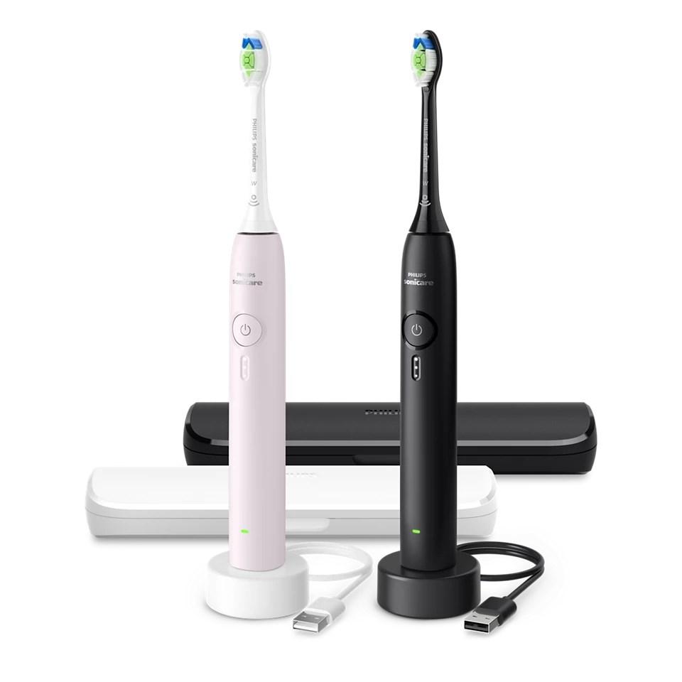 Philips Sonicare 3100 HX4072/42 genopladelig sonisk tandbørste - 2 håndtag, sort/lyserød billede