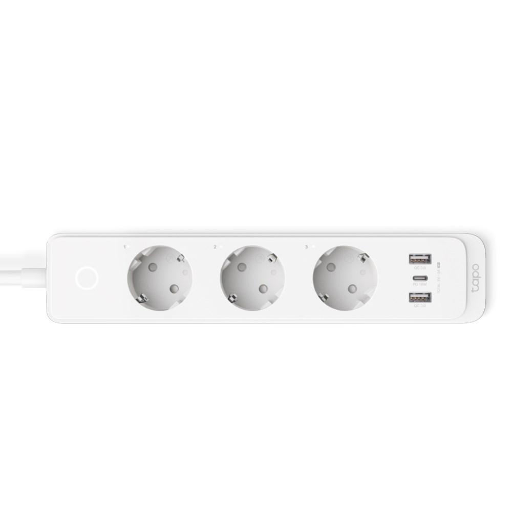 TP-Link Tapo P300 smart stikdåse – 3x Schuko, 1,5 m, Wi‑Fi/Bluetooth, 2.300 W – Hvid billede