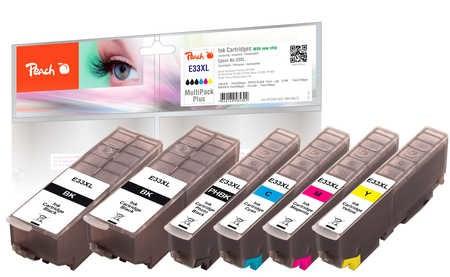 Peach E33XL blækpatron multipak – 6 stk. høj kapacitet (XL), sort/cyan/magenta/gul – kompatibel med Epson billede
