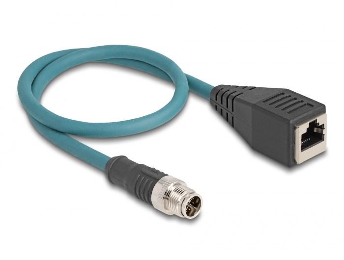 DELOCK M12 adapterkabel X-kodet 8-polet han til RJ45 hun - 50 cm billede