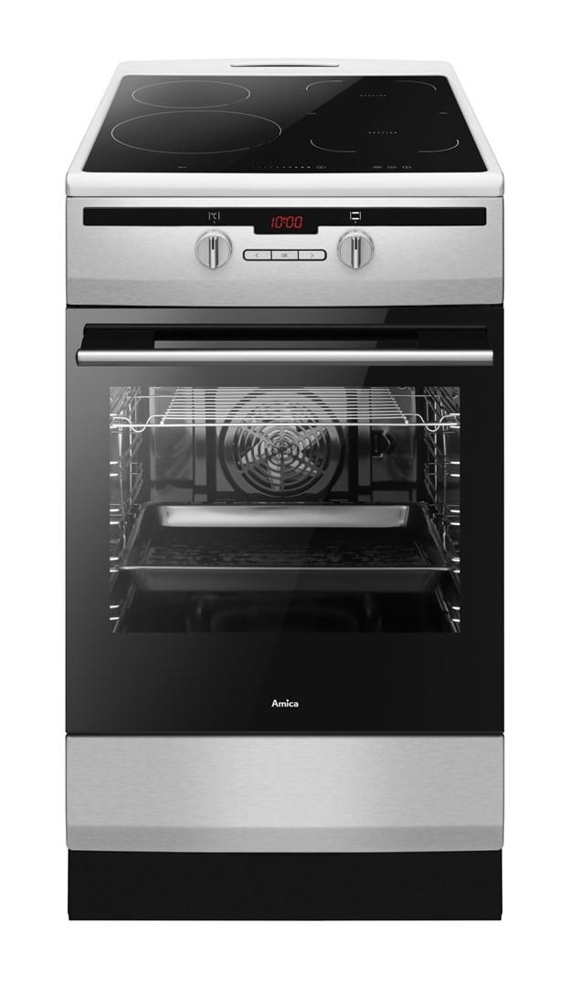 Amica 57IE3.325HTaD(Xx) PIZZA fritstående induktionskomfur – sort/rustfrit stål, 50 cm