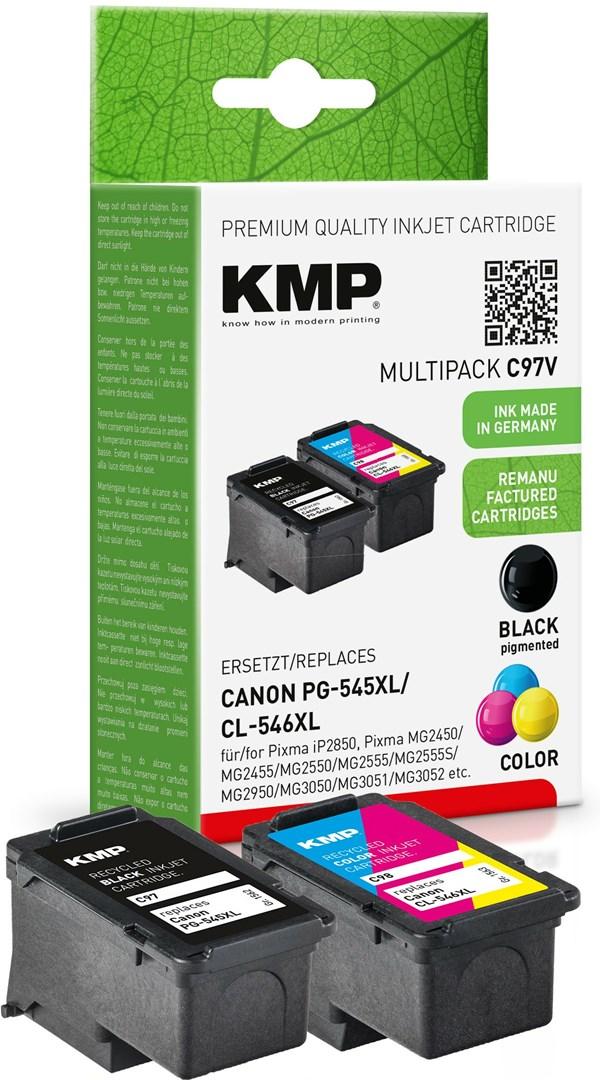 KMP C97V blækpatron multipack - kompatibel XL, sort + farve (cyan, magenta, gul) billede