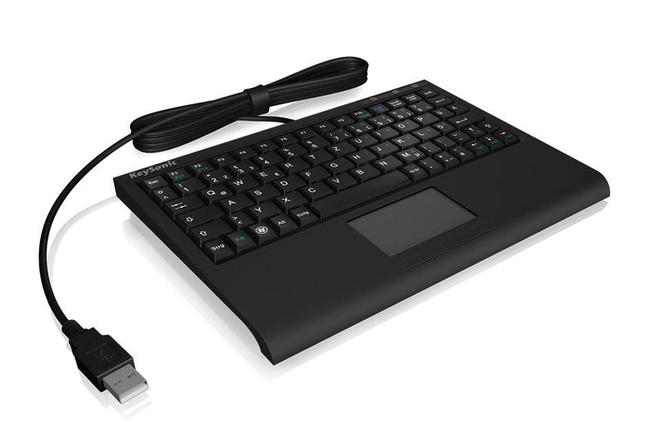 KeySonic ACK-3410 (US) mini tastatur med touchpad – USB, sort