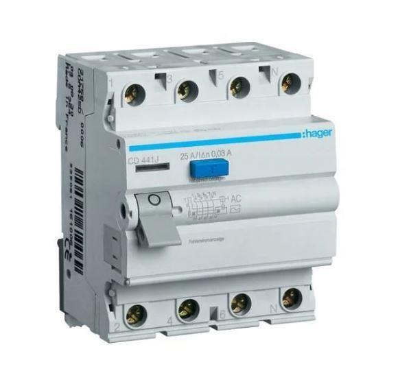 Hager fejlstrømsafbryder 4-polet 25 A 30 mA - CD426J