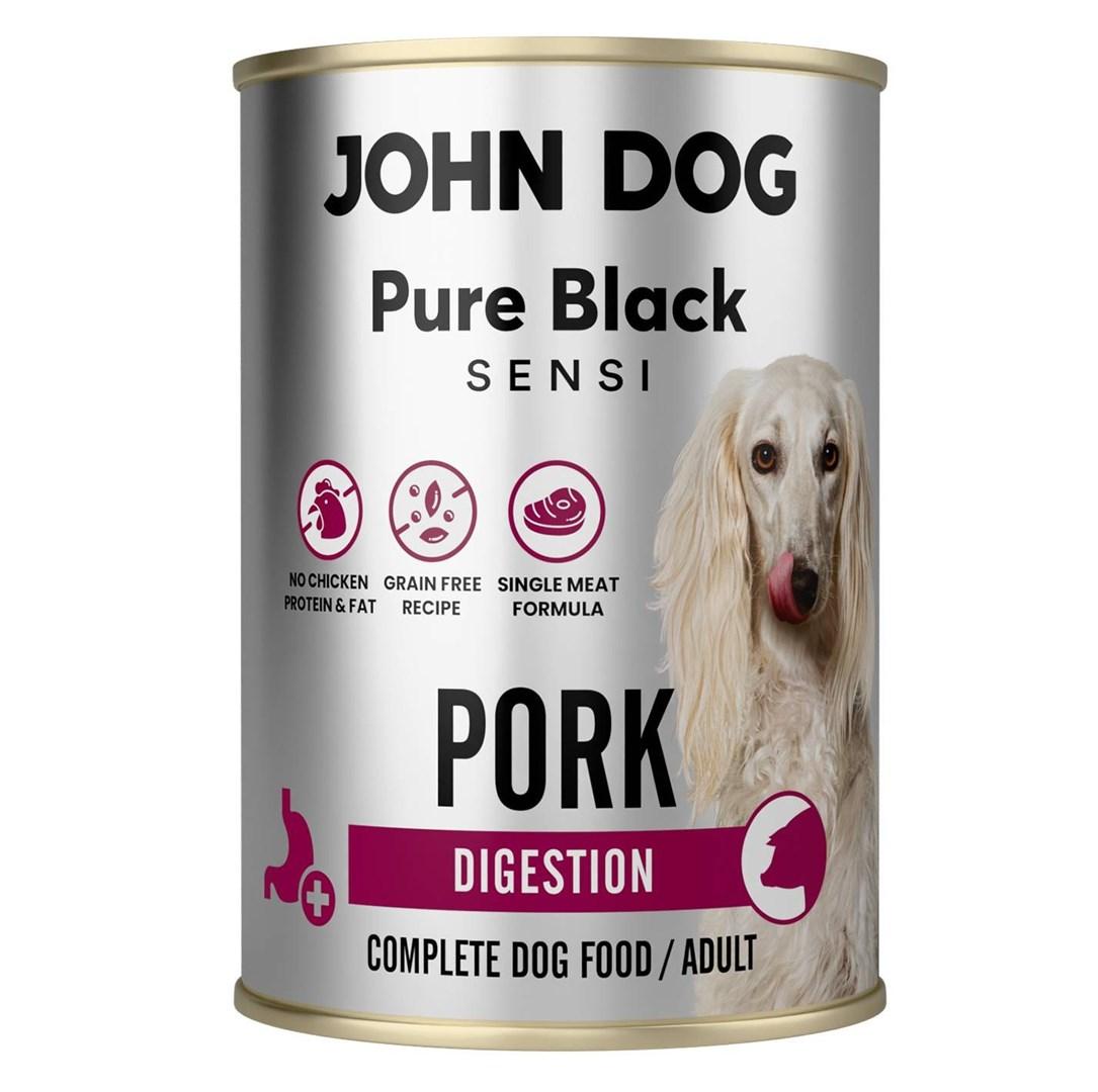 JOHN DOG Pure Black Sensi Digestion - vådfoder til hund med svin, 400 g