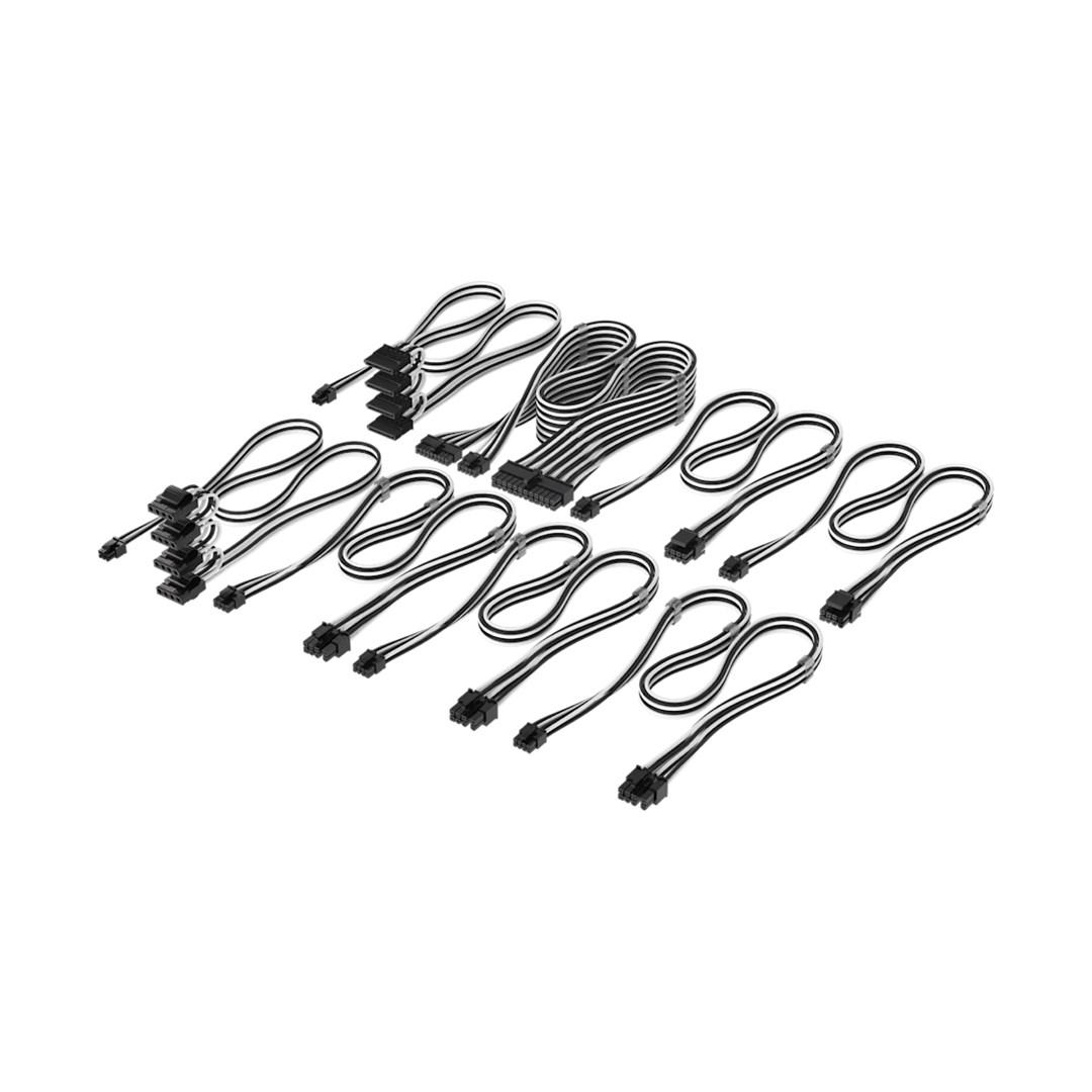 Corsair Premium Sleeved DC Cable Pro Kit til Type-5 strømforsyning – sort/hvid billede