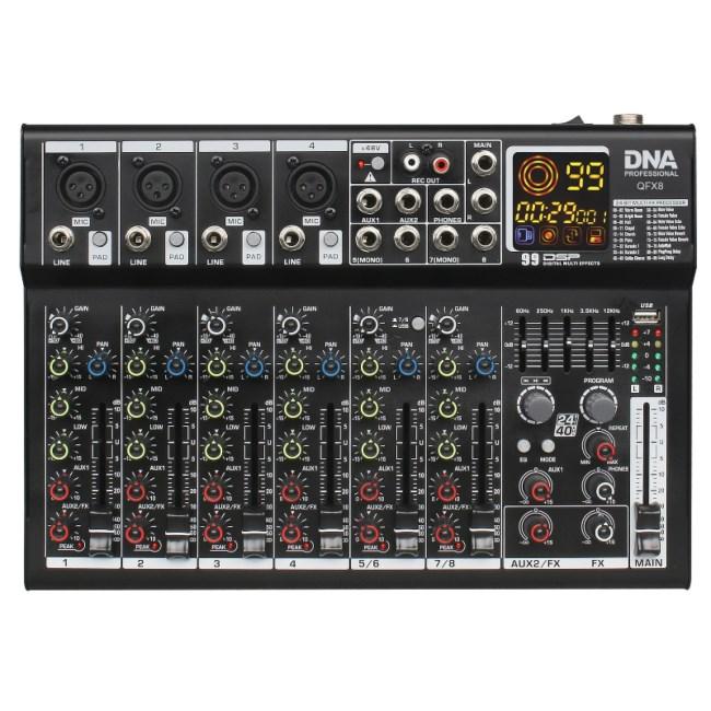 QFX8 analogt lydmikser – 8 kanaler med Bluetooth