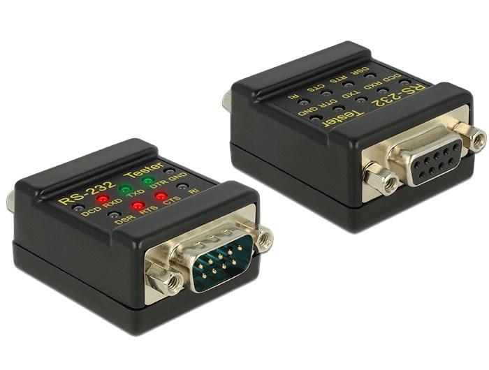 DELOCK RS-232 tester - DB9 han til DB9 hun, sort billede