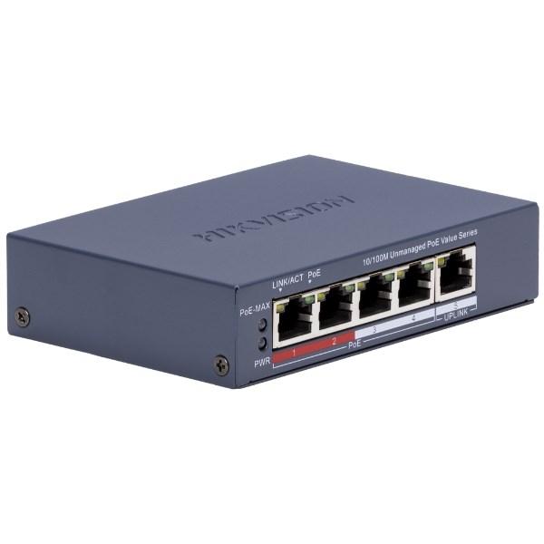 Hikvision DS-3E0105P-E/M(C) – 5‑ports uadministreret PoE switch (10/100)