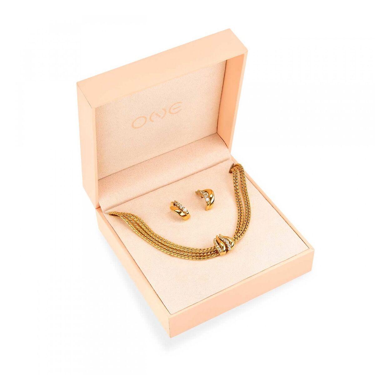 One Jewels OJSET15G smykkesæt - halskæde og øreringe, gylden