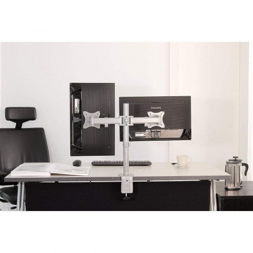 Neomounts NM-D135DSILVER dobbelt skærmholder 10-27" - sølv