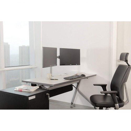 Neomounts NM-D135DSILVER dobbelt skærmholder 10-27" - sølv