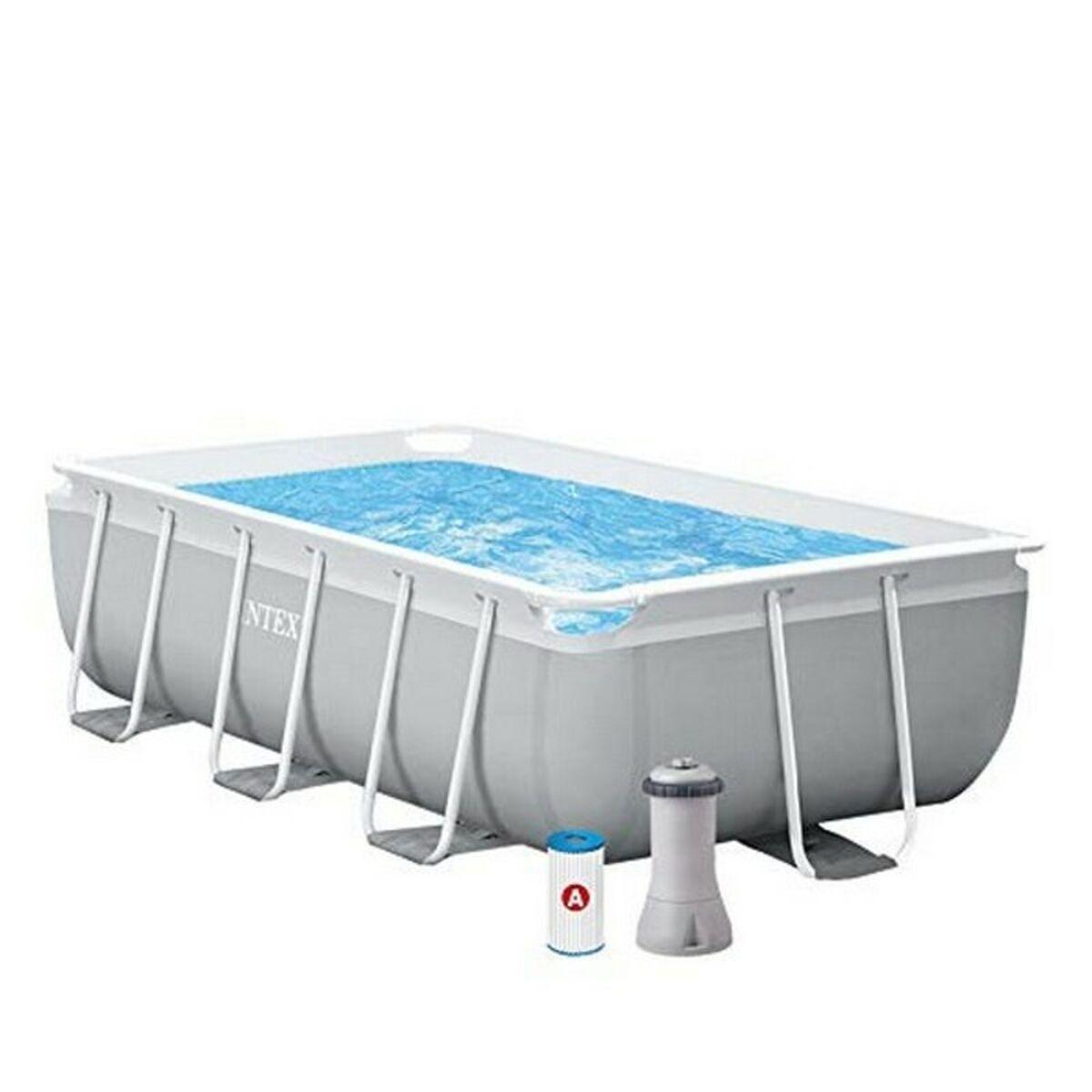 Intex Prism Frame rektangulær pool 300 × 175 × 80 cm - 3.539 l med filterpumpe (OUTLET A)