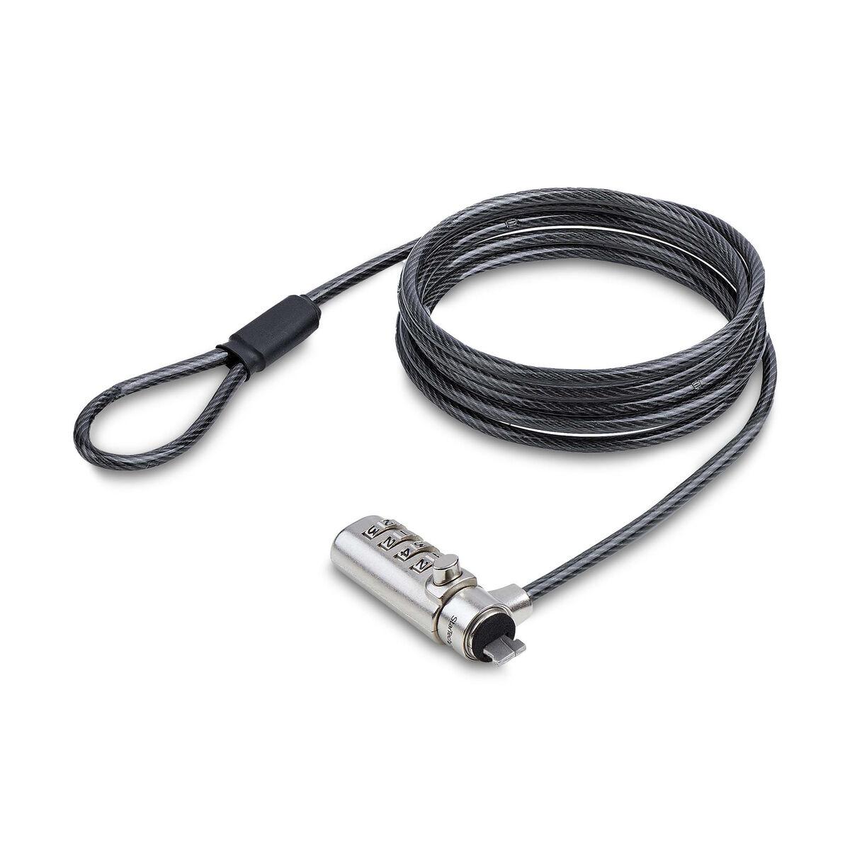 Startech Nano Slot Compatible 6.6ft (2m) Cable Lock, Laptop Security - Sikkerhedskabelslås - sort og sølv - 2 m