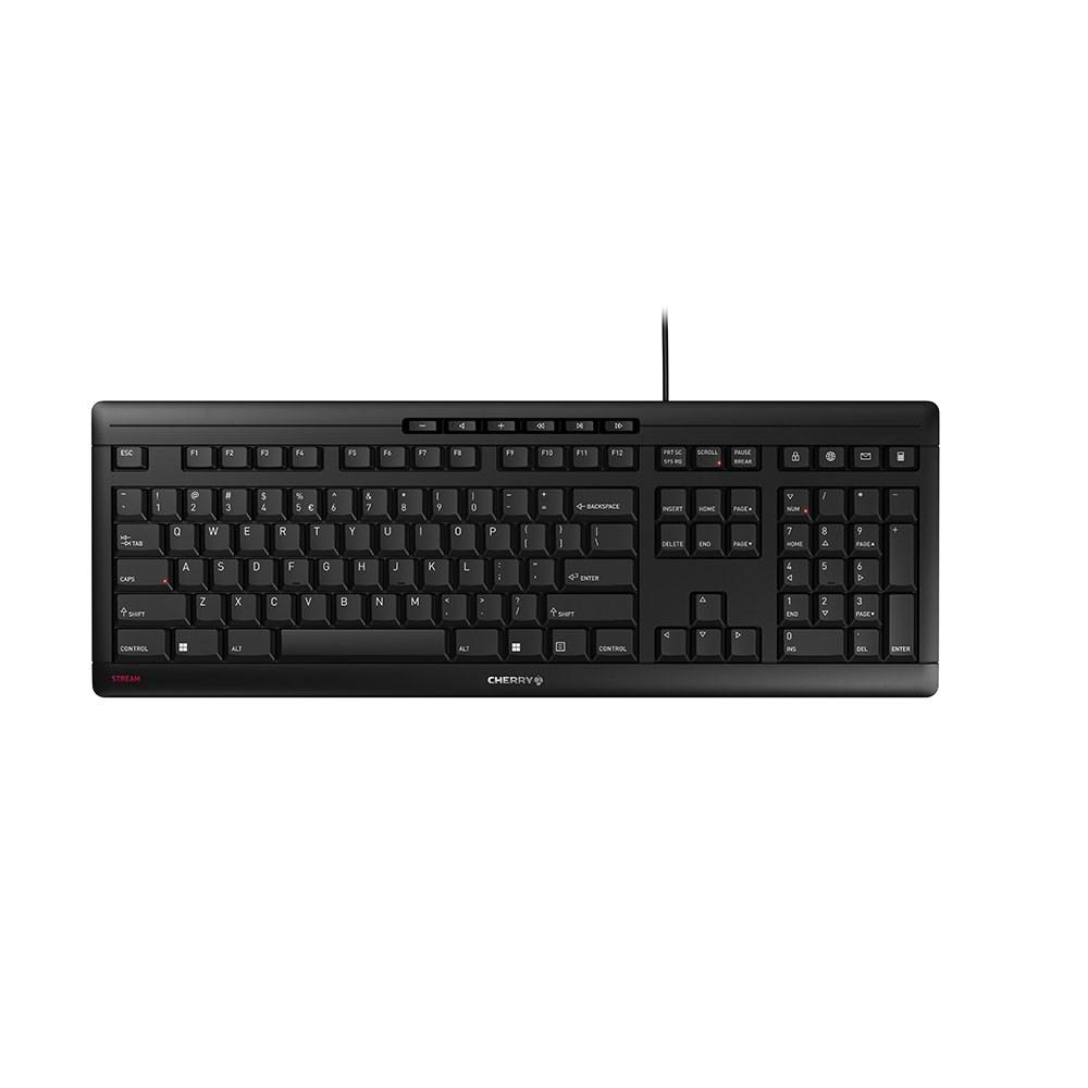 Cherry STREAM tastatur – USB, fuld størrelse, QWERTY US, sort billede