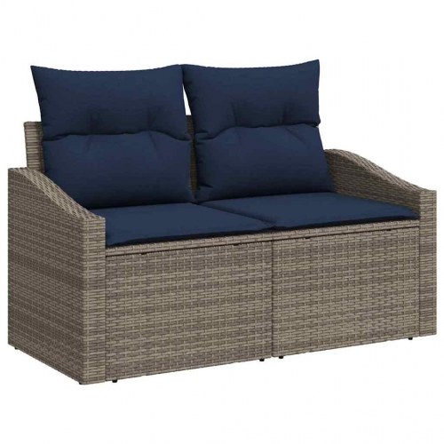 Havesofa Sæt med opbevaring 7 stk Grå Poly rattan