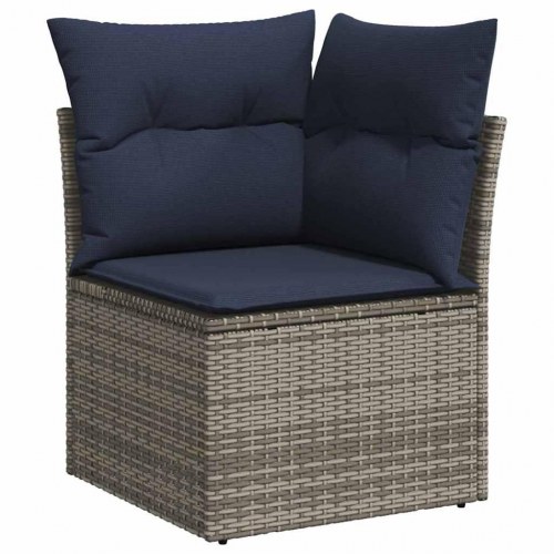 Havesofa Sæt med opbevaring 7 stk Grå Poly rattan