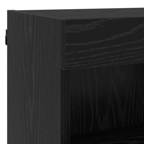 Tv vægskab sæt med LED 6 stk Sort Eg Konstrueret træ