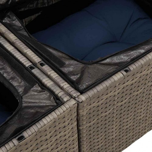 Havesofa Sæt med opbevaring 7 stk Grå Poly rattan