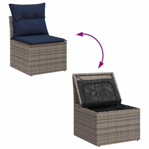 Havesofa Sæt med opbevaring 7 stk Grå Poly rattan