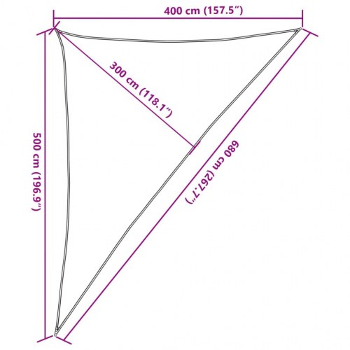 Trekantet solsejl 4×5×6,8 m - brun HDPE 160 g/m²