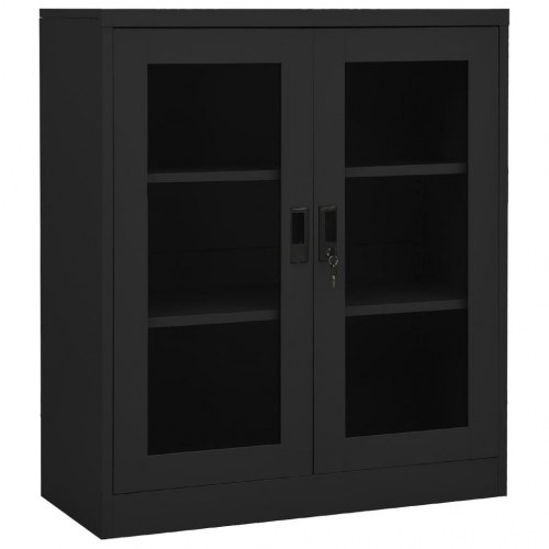 Kontorskab med plantekasse 90x40x128 cm stål antracitgrå