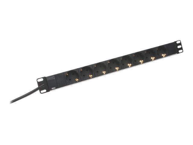 DIGITUS DN-95401 stikdåse til rack, 8 udtag, 16 A - sort, 2 m billede