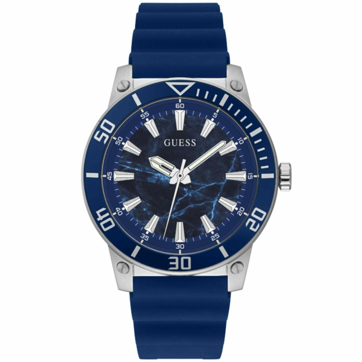 Guess GW0420G1 herreur - blå silikonerem, 46 mm