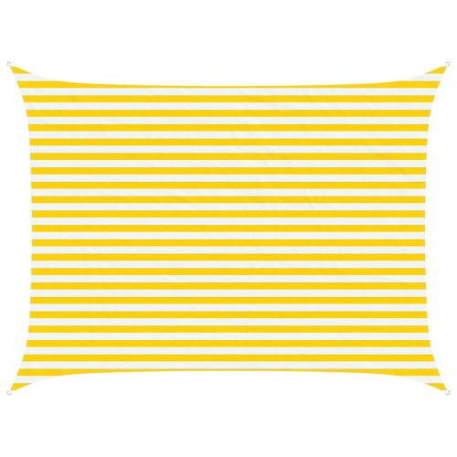 Solsejl - gul/hvid stribet 4 × 3 m i polyester oxford
