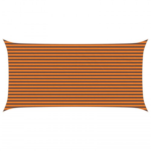 Solsejl 6 × 3 m - orange/brun stribet, 100% polyester oxford