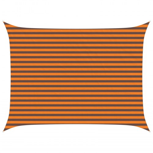 Solsejl 4 × 3 m - orange/brun stribet, polyester oxford