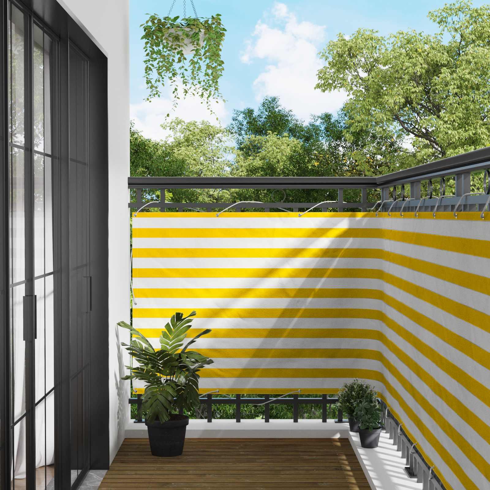 Altan Skærm Gul og Hvid 110 x 1000 cm Oxford stof