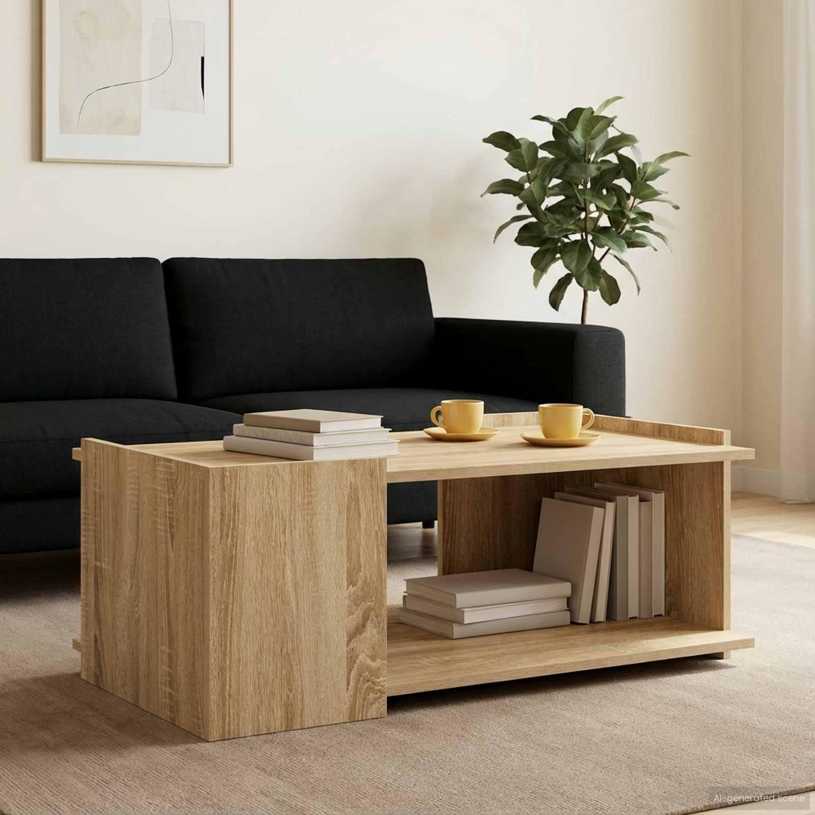 Sofabord Sonoma-eg 90 x 50 x 33 cm Konstrueret træ