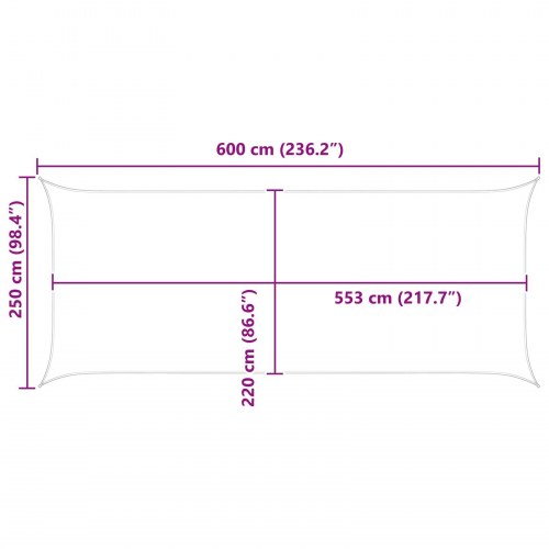 Solskygge sejl Cremefarvet 6 x 2,5 m 100% polyester Oxford
