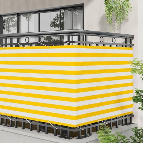 Altan skærm i oxfordstof - gul/hvid stribet 110 × 300 cm