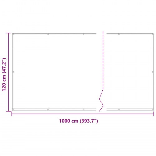 Altan skærm - lys grå/hvid stribet 120 × 1.000 cm, PU-belagt oxford med alu-øjer
